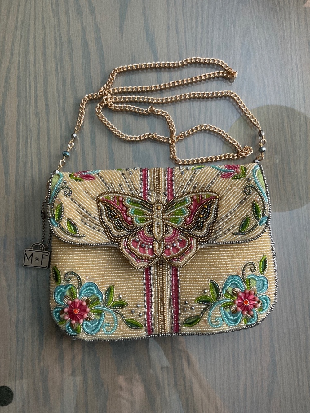 MARY FRANCES GORGEOUS BUTTERFLY CROSSBODY/CLUTCH BAG.  LIKE NEW!!